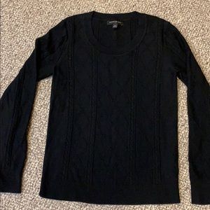Banana Republic black cable knit crew